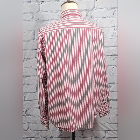 R.M. Williams Men's Button Down Striped Classic Fit Roll Tab Sleeves Logo Medium - Picture 7 of 12